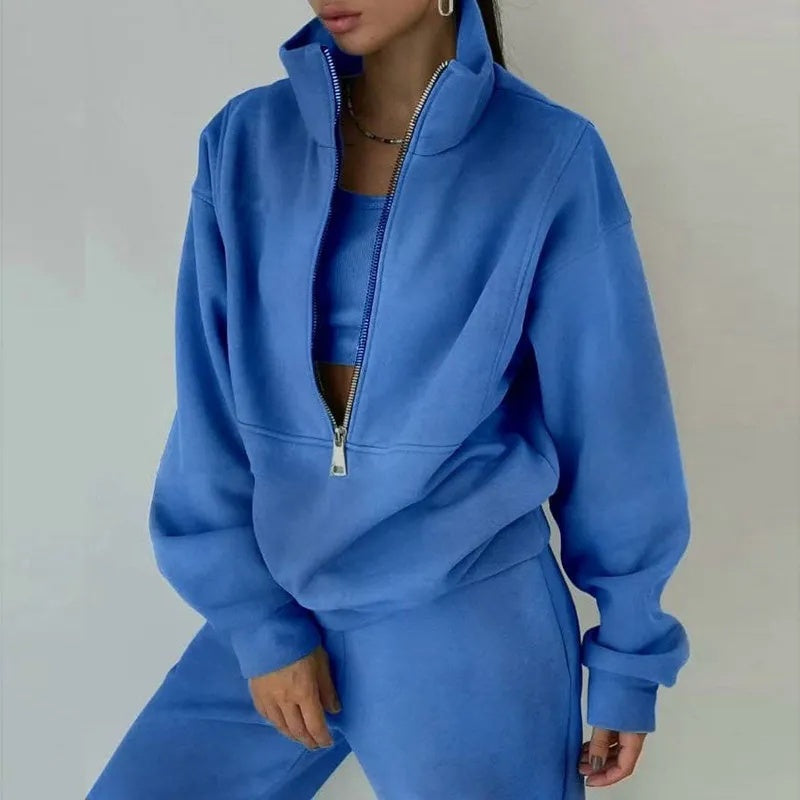 Ensemble sweat-shirt et pantalon zippés Fudus pour femme
