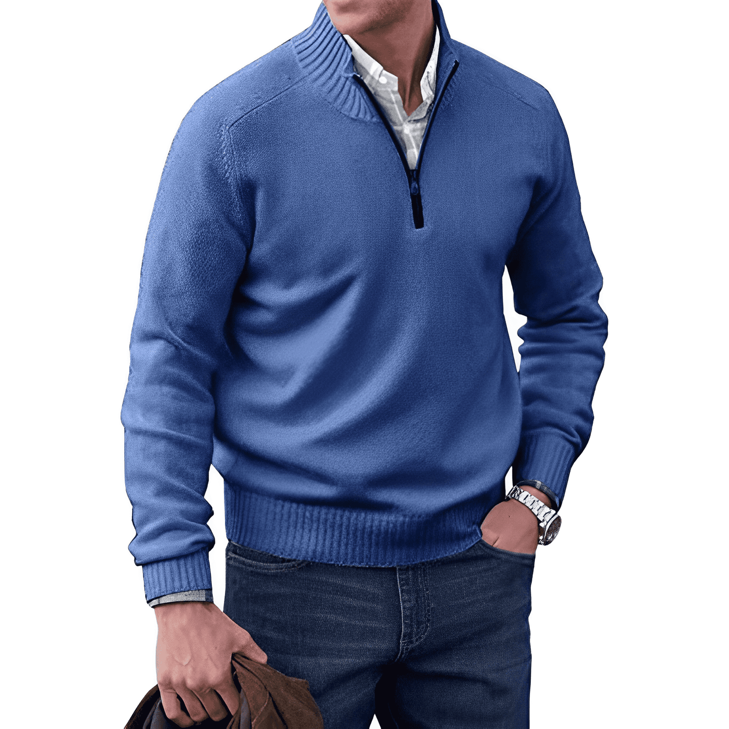 Pull homme avec fermeture éclair 1/4