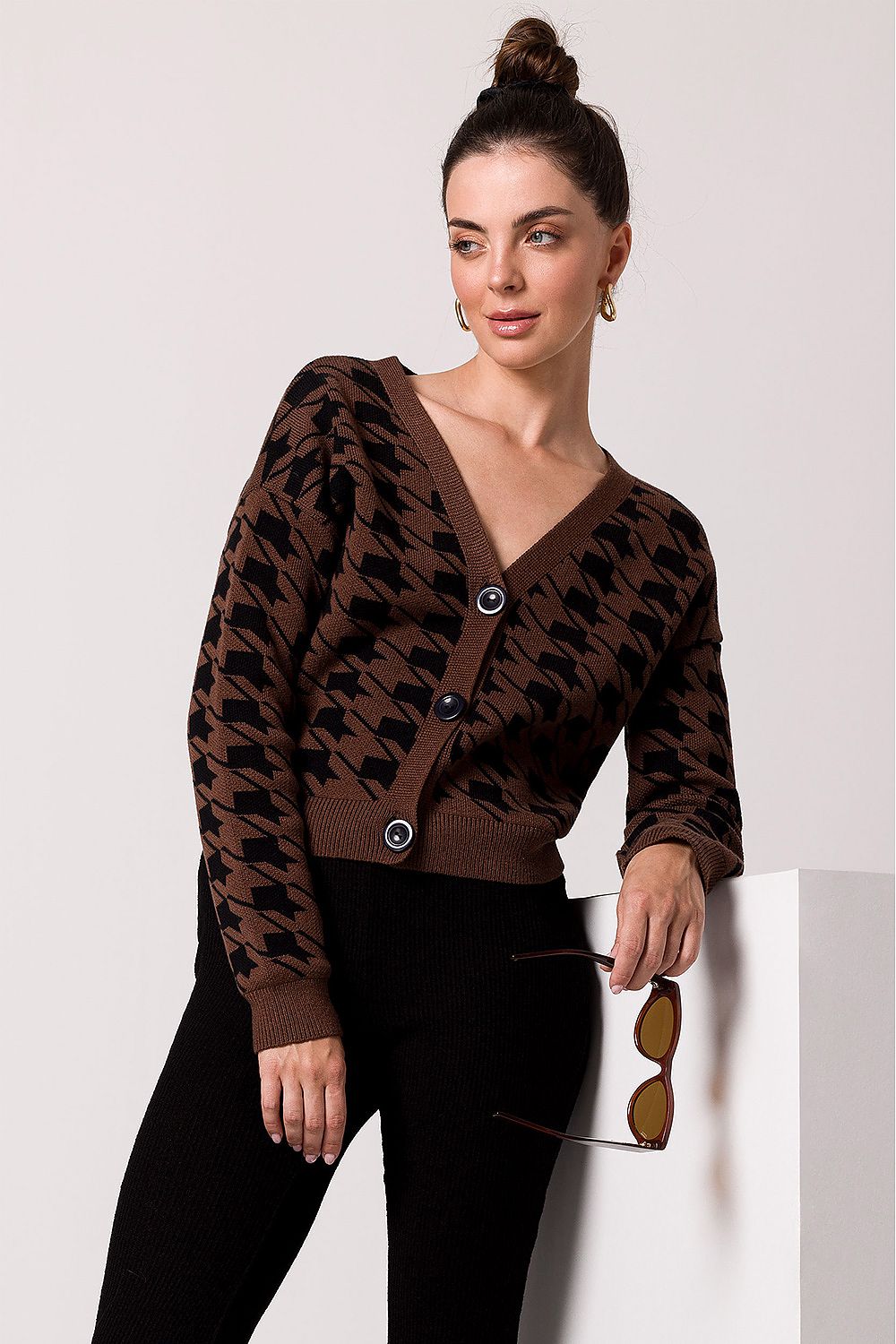 Berg-Feldt | Hahnentritt Cardigan Weiche Strickware Zeitloses Muster