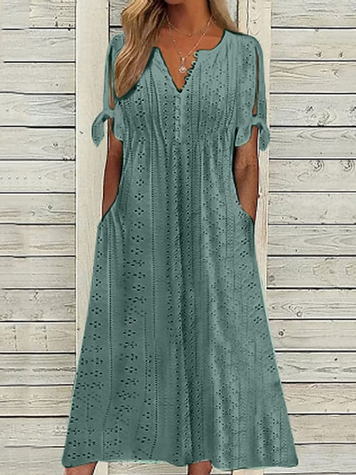 Berg-Feldt Damen Resort-Stil Spitzenkleid in Uni