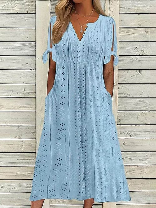 Berg-Feldt Damen Resort-Stil Spitzenkleid in Uni