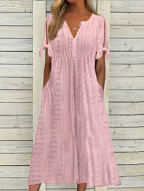 Berg-Feldt Damen Resort-Stil Spitzenkleid in Uni