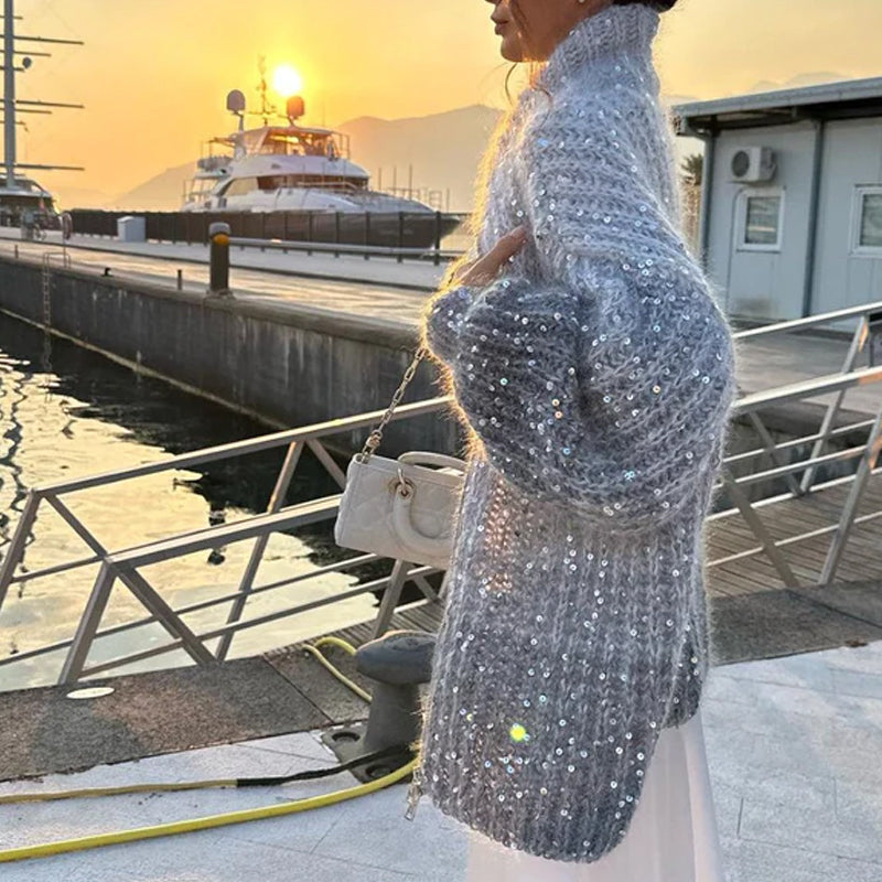 Berg-Feldt | Strickcardigan mit Pailletten