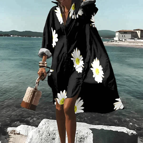 Robe Françoise mi-longue à motif particulier