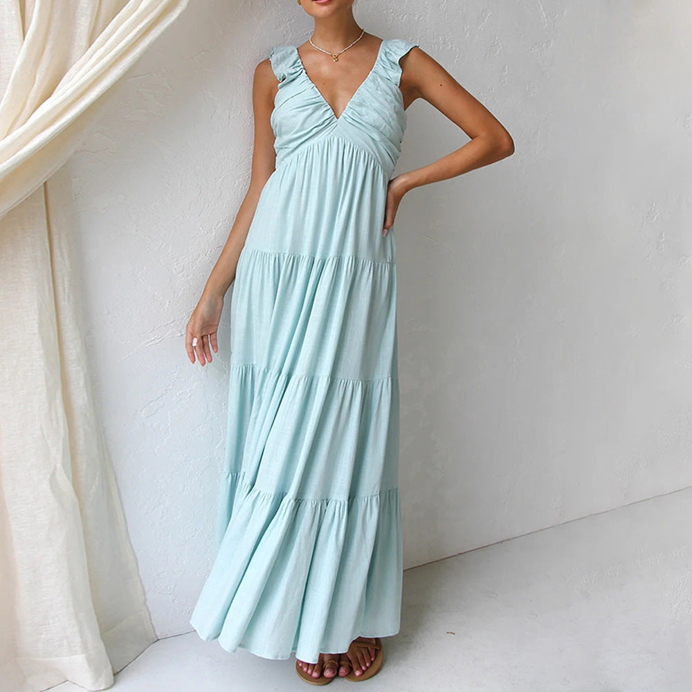 Robe sans manches en coton-lin à dentelle de Fudus
