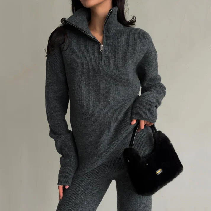 Berg-Feldt | Ensemble pantalon taille haute et pull zippé en maille deux pièces