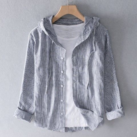 Lässig Herren Langarm-Leinenshirt mit Kapuze von berg-feldt