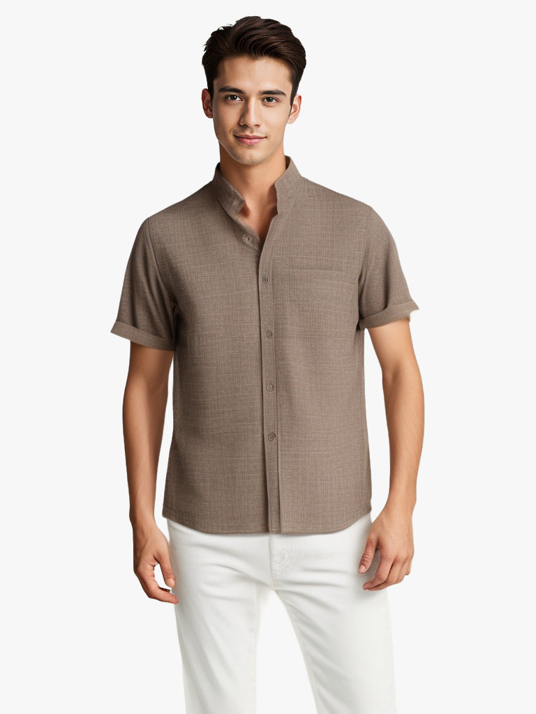 Chemise en coton et lin respirant de Fudus à manches courtes