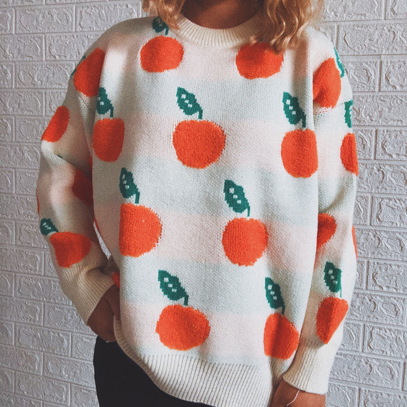 Berg-Feldt | Strickpullover mit Früchteprint Weich und Einzigartig Gemütliche Passform