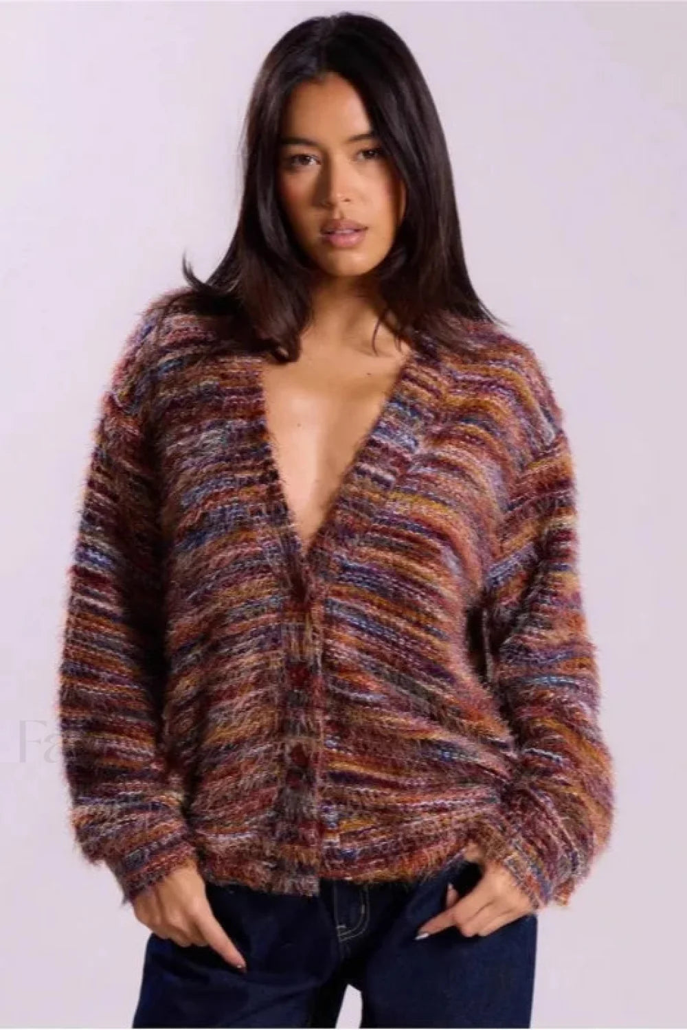 Berg-Feldt | Cardigan vintage rayé à col en V