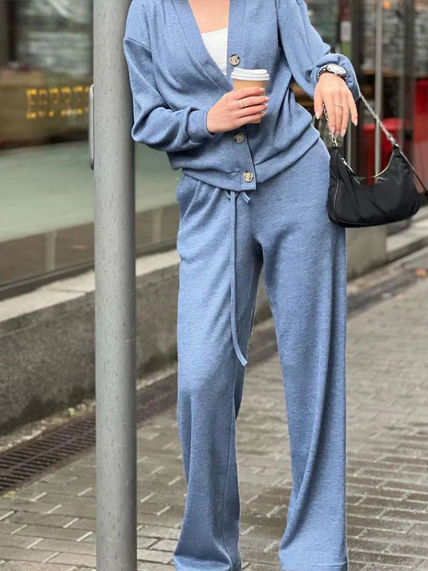 Berg-Feldt | lässiges V-Ausschnitt Pullover- und Hose-Set