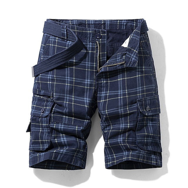 Berg-Feldt Herren Cargo Shorts mit Karomuster
