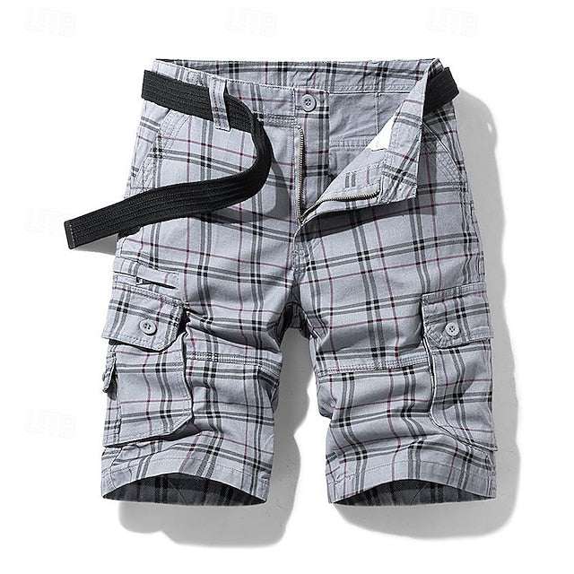 Berg-Feldt Herren Cargo Shorts mit Karomuster