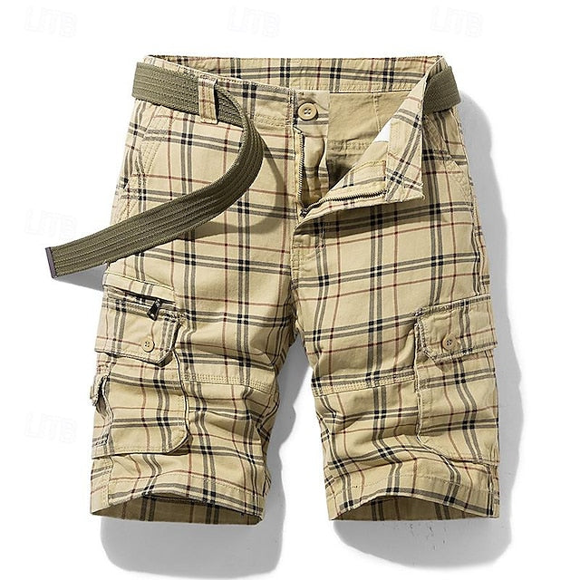 Berg-Feldt Herren Cargo Shorts mit Karomuster