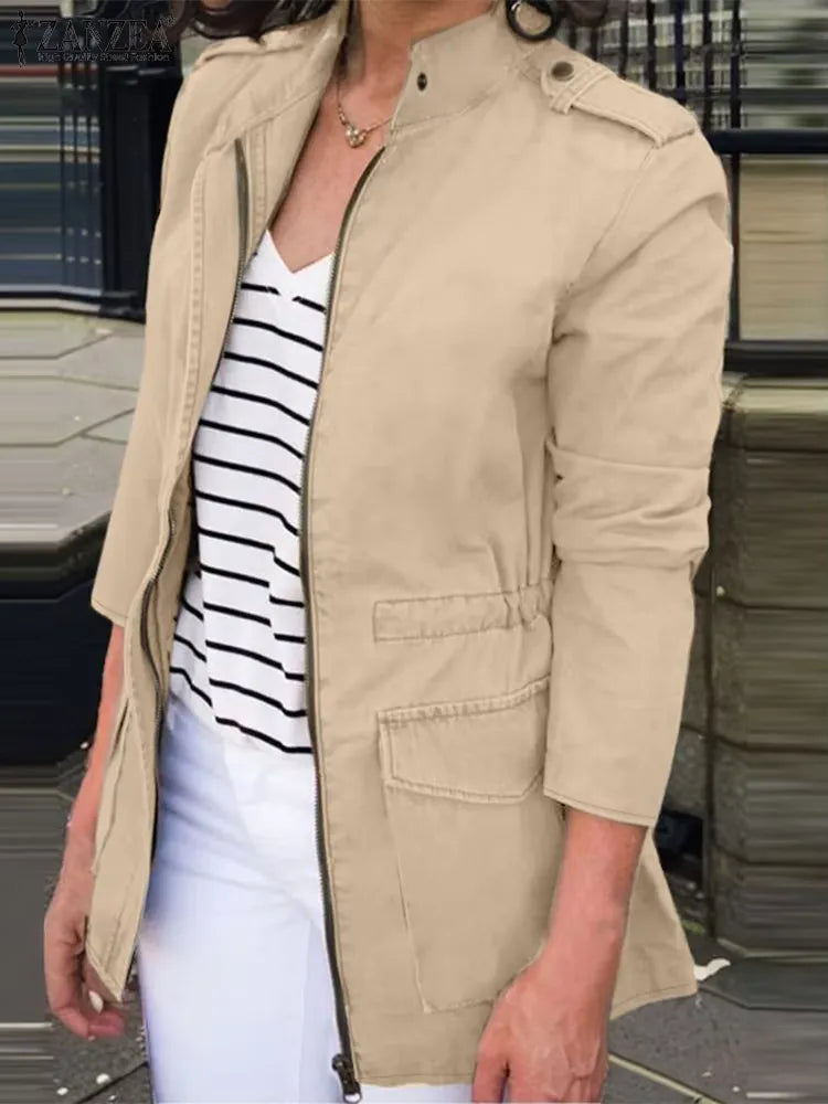 Berg-Feldt | Veste cargo - Coupe décontractée - Coton - Fermeture éclair - Col montant - Poches à rabat