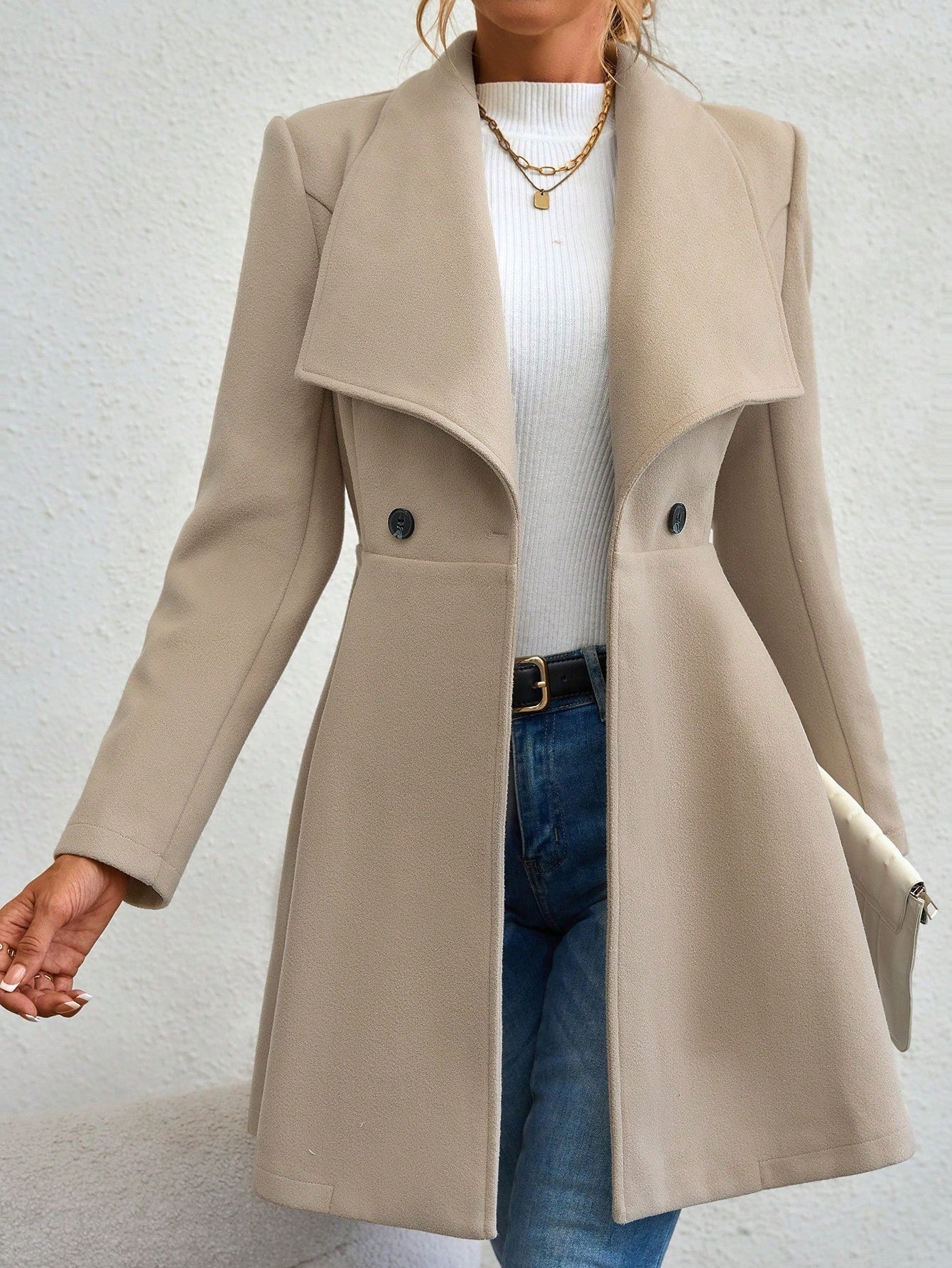 Berg-Feldt | Manteau en laine - Coupe slim - Longueur longue - Coupe près du corps - Col classique