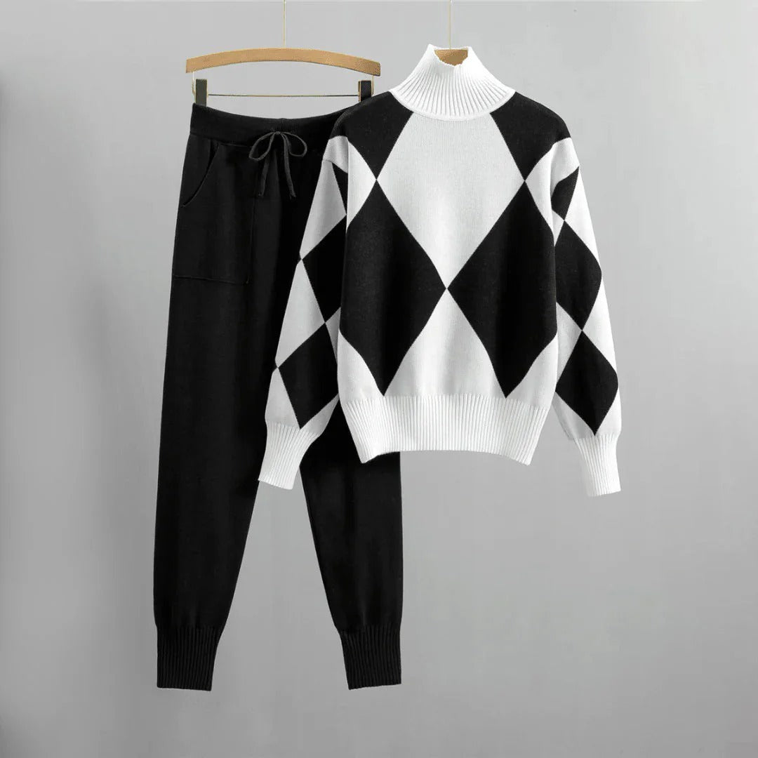 Berg-Feldt | Karierter Rollkragenpullover Satz für Damen