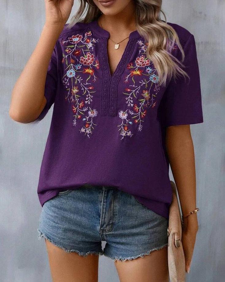 Chemisier Mesdie avec broderie florale pour femme