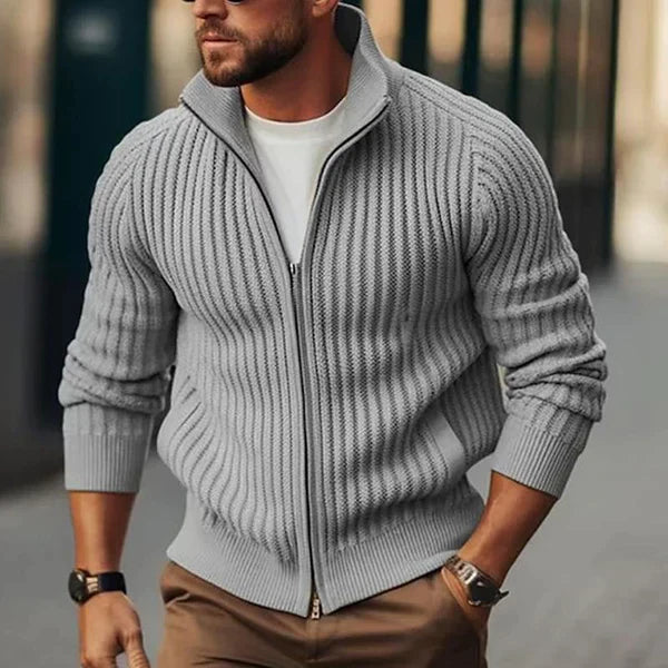 Berg-Feldt | Herren - Strickjacke mit Stehkragen und Reissverschluss