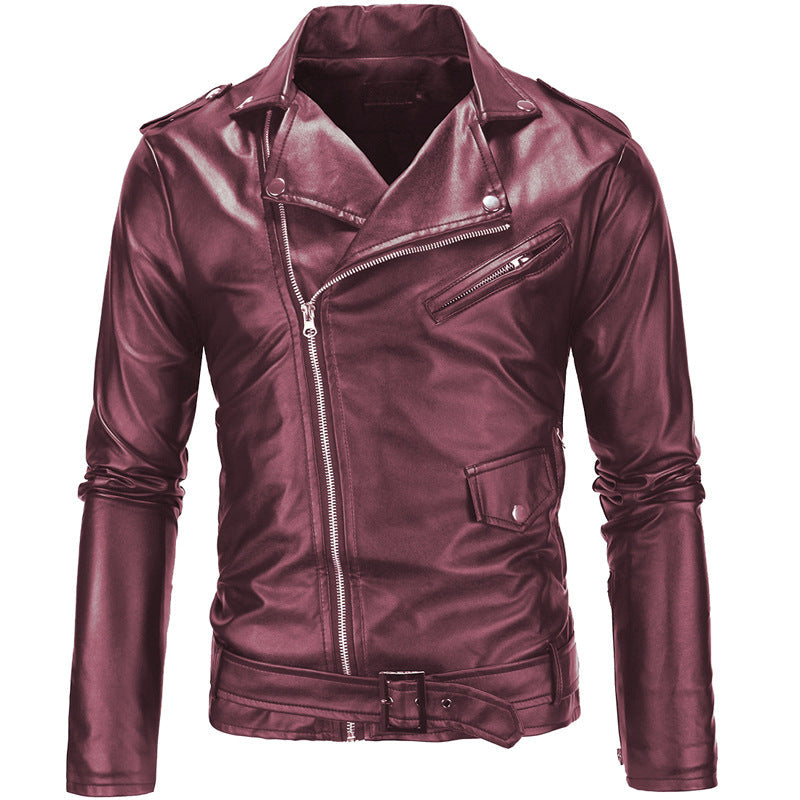 Berg-Feldt | Herren Echtes Leder Bikerjacke mit Asymmetrischem Reißverschluss