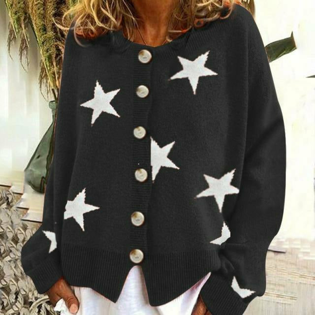Berg-Feldt | Cardigan à motif étoile Col rond Ample et confortable