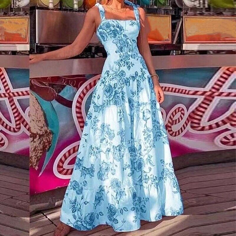 Robe longue Laura à motif fleuri