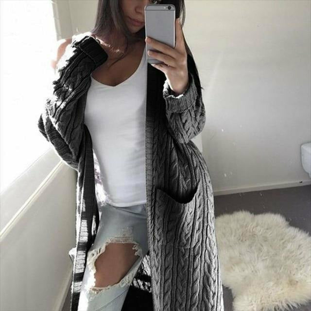Berg-Feldt | Lange Casual Strickjacke Acryl Warm