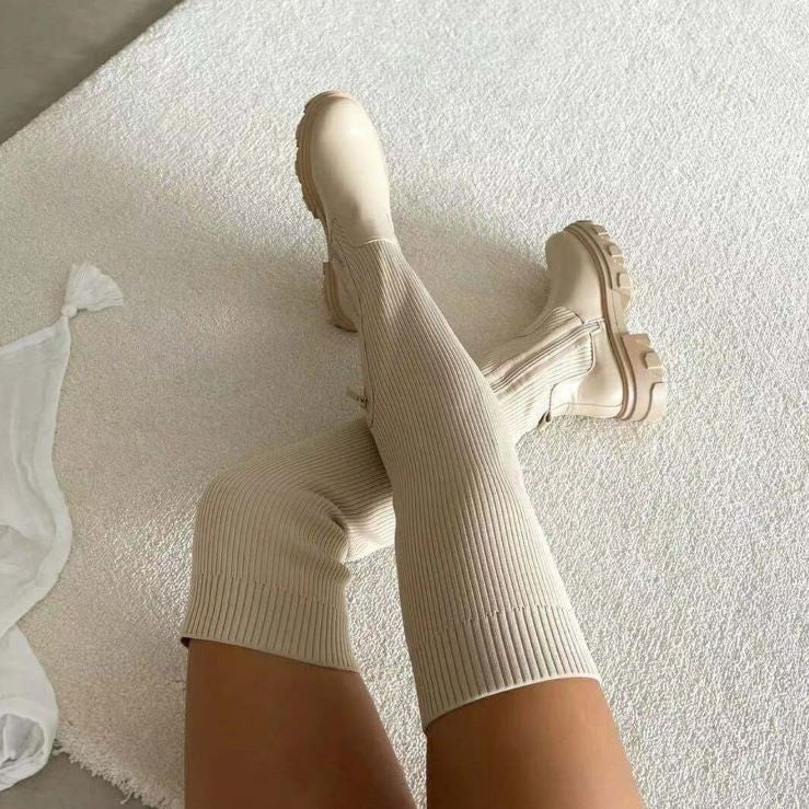 Berg-Feldt | Über-Die-Knie Elastische Strickstiefel