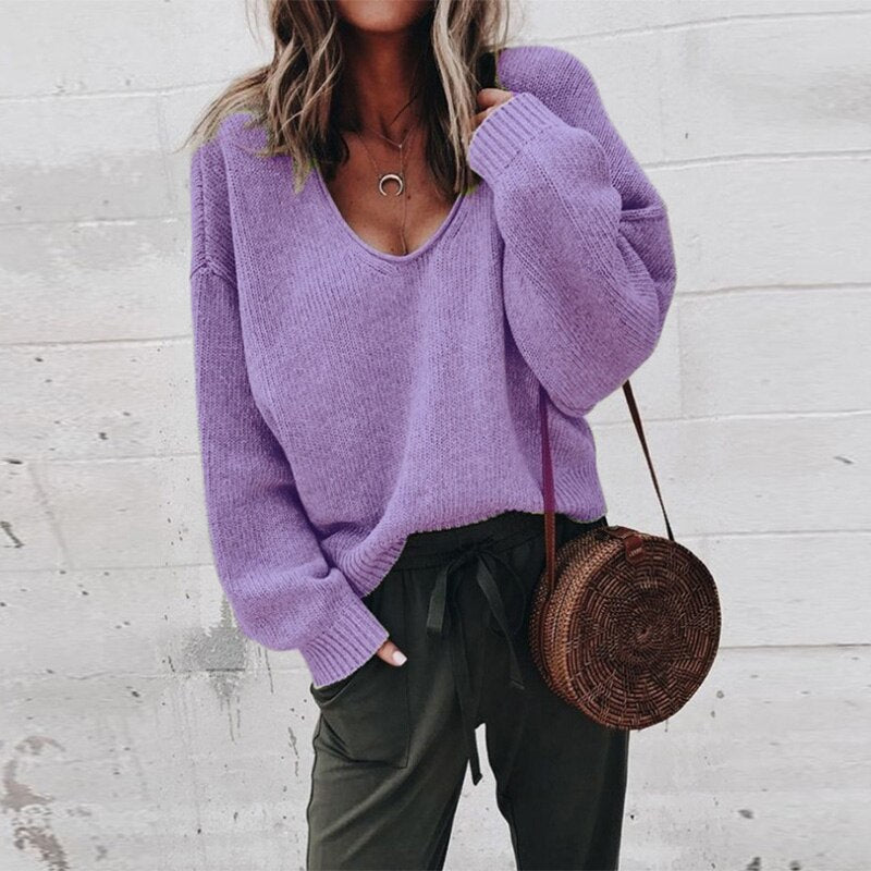 Eleganter Damenpullover mit V-Ausschnitt