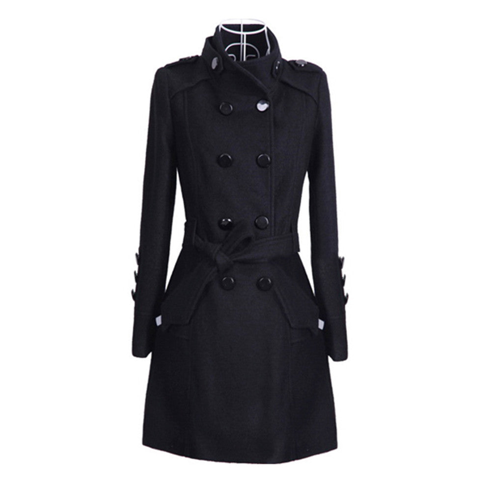 Berg-Feldt | Manteau long - Coupe ajustée - Laine mélangée - Double boutonnage - Ceinture à la taille