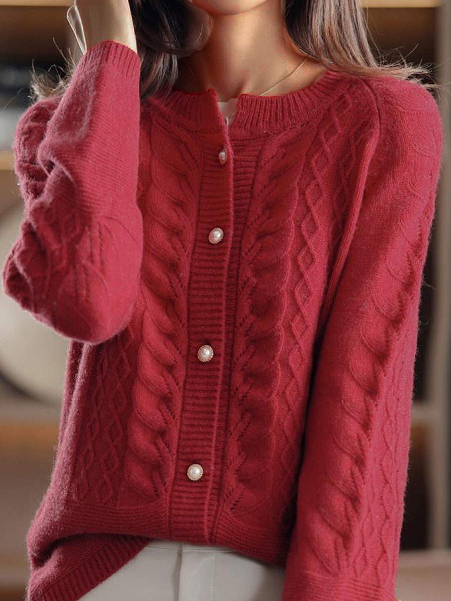 Berg-Feldt | Strickjacke - Stehkragen Jacquard Strickjacke