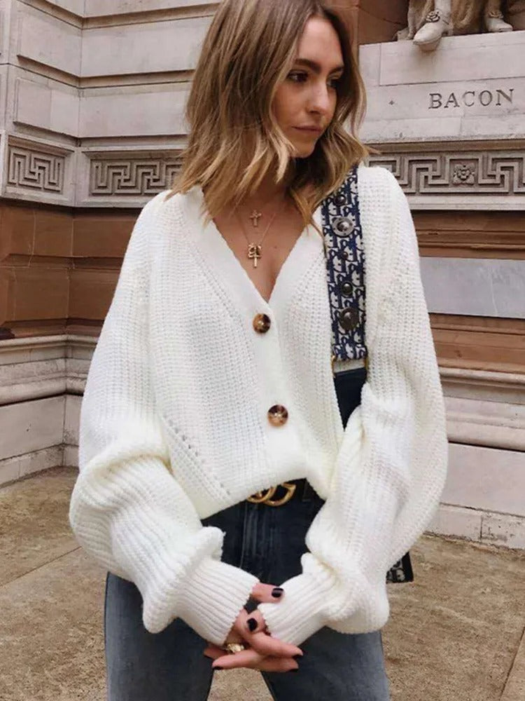 Berg-Feldt | Strickjacke mit Puffärmeln
