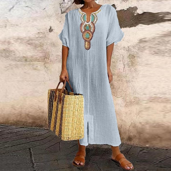 Robe en coton et lin pour femme