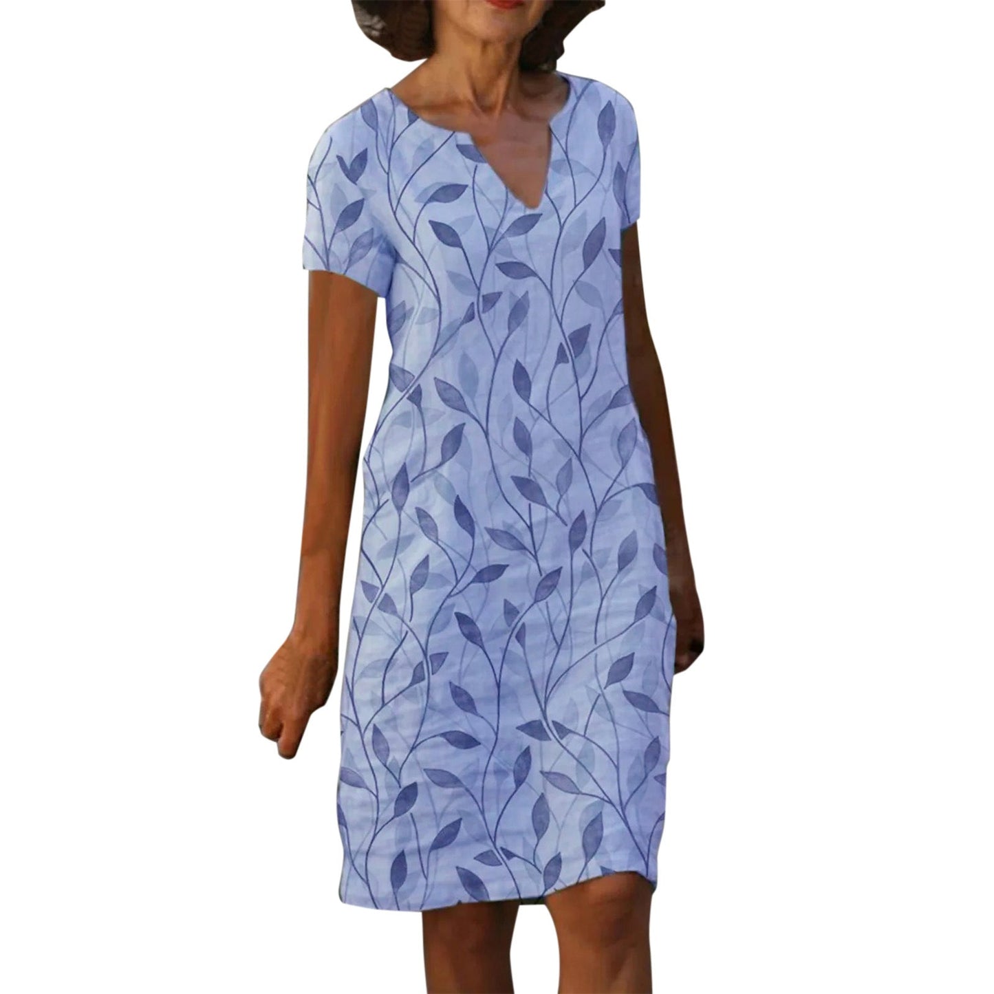 Robe en coton et lin à col en V de Fudus