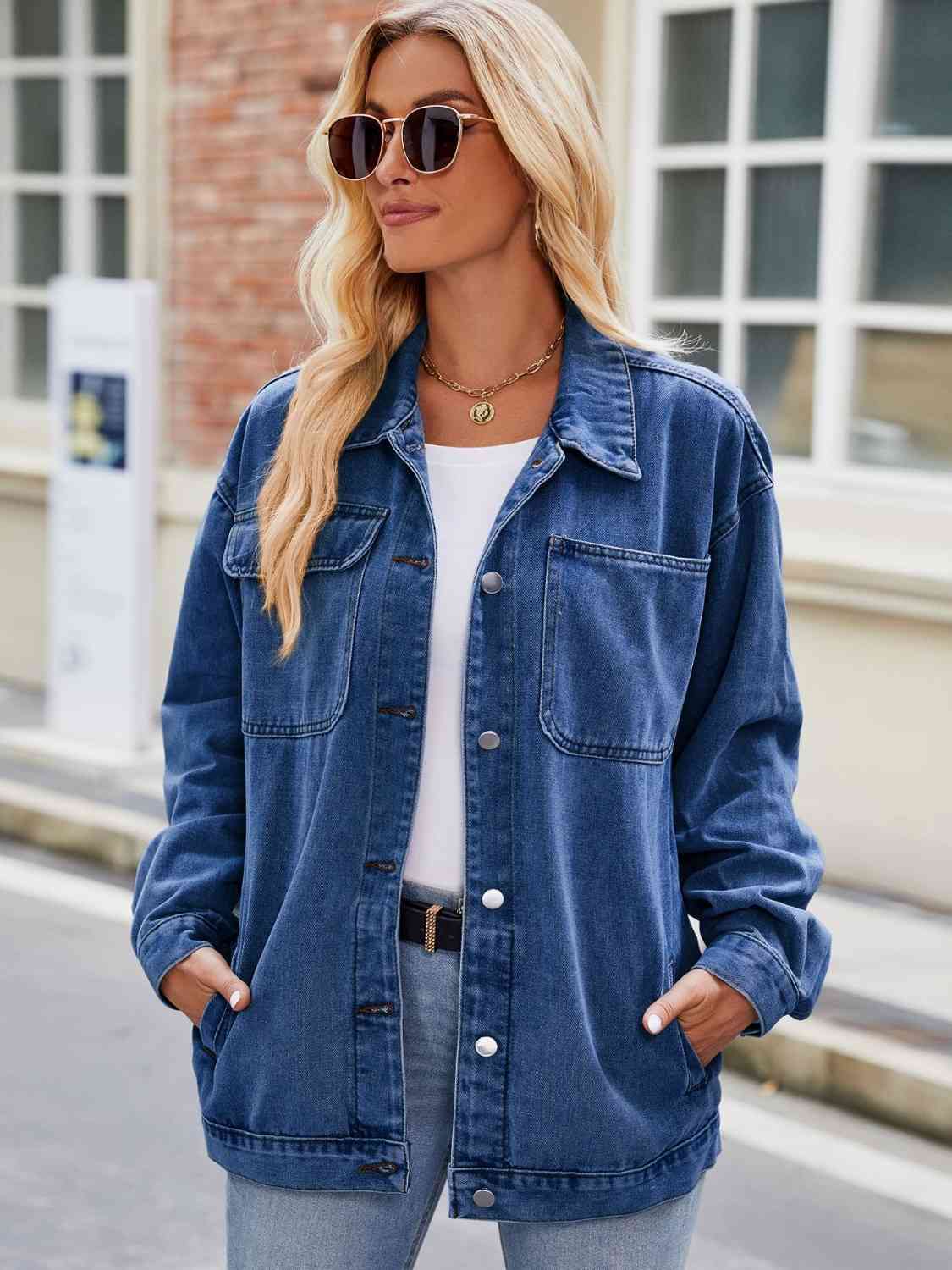 Berg-Feldt | Knopf-Down Denimjacke mit Taschen