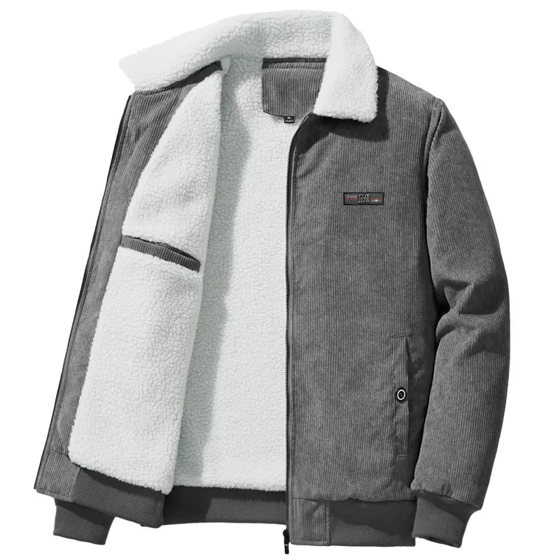 Berg-Feldt | Herren fleecegefütterte gerippte Winterjacke mit hohem Kragen