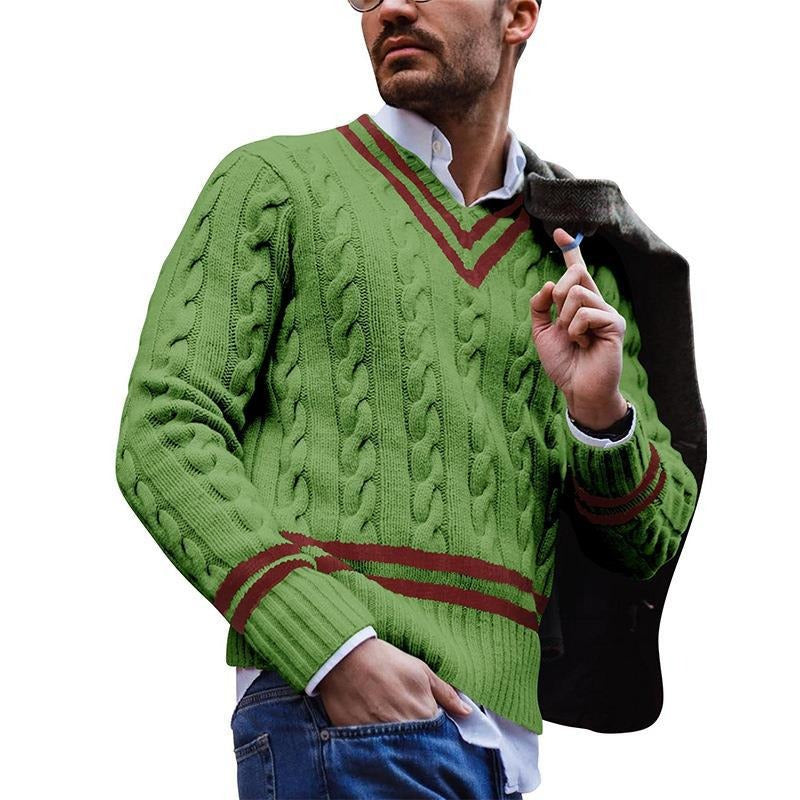 Garrick : Pull rayé moderne à col en V
