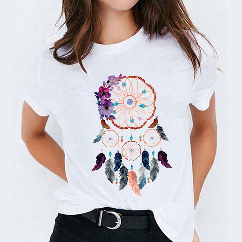 Süßes Cartoon-Shirt mit kurzen Ärmeln von Fudus