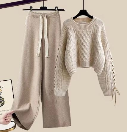 Berg-Feldt | Strickpullover Weite Lockere Beine Zweiteiliges Satz