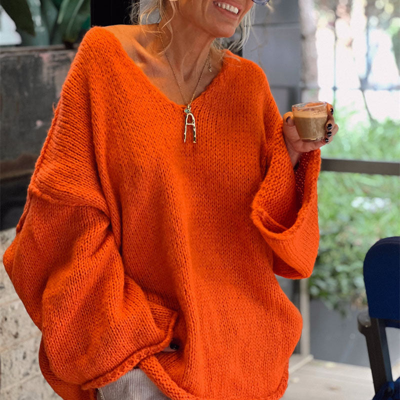 Berg-Feldt | Locker Gestrickter Damenpullover mit V-Ausschnitt