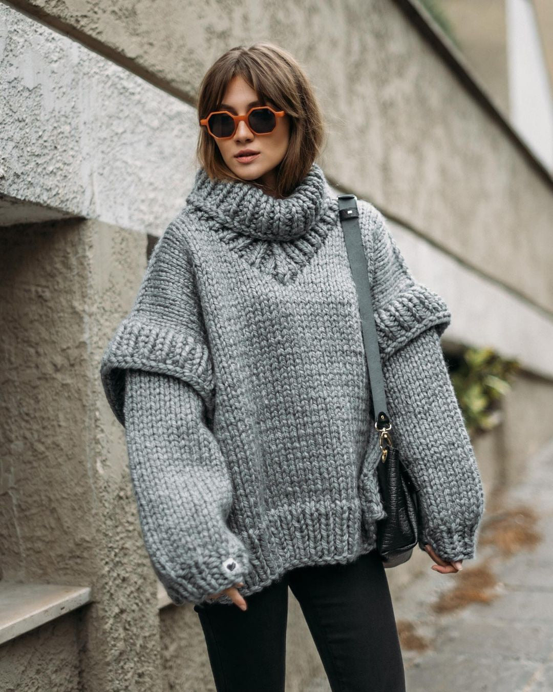 Berg-Feldt | Strick Oversize Rollkragenpullover für Damen
