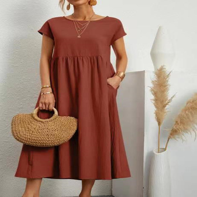 Robe sans manches en coton et lin Fudus, avec poches