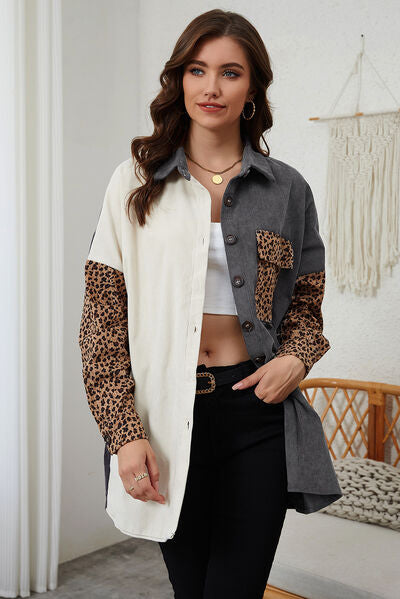 Berg-Feldt | Leopard-Kontrast-Button-Up-Jacke