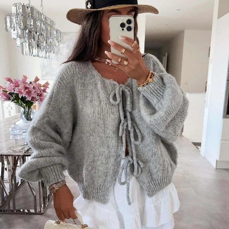 Berg-Feldt | Strickcardigan mit Schleifen Weich und Warm Trendy Look