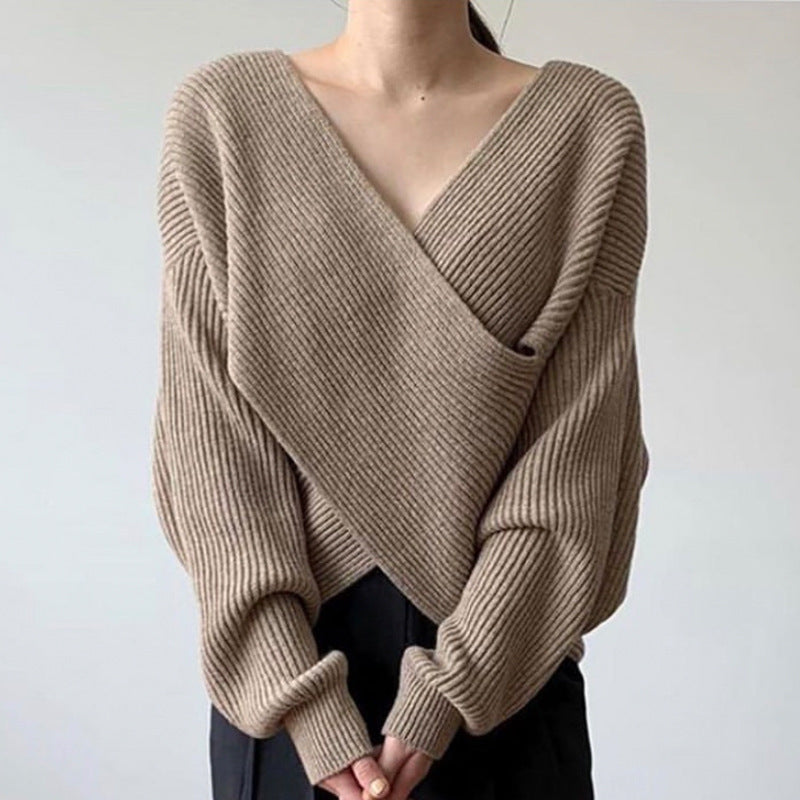Berg-Feldt | Rippstrick-cross-over-pullover Weich und Elegant Moderne Passform