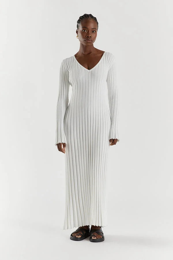 Berg-Feldt | Robe midi en tricot confortable pour femmes avec col en V
