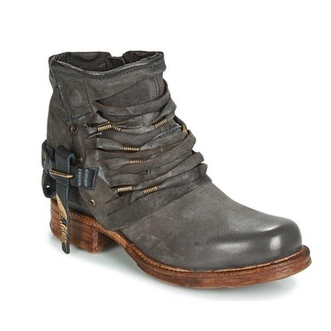 Berg-Feldt | Retro Stiefeletten mit Blockabsatz und Reißverschluss