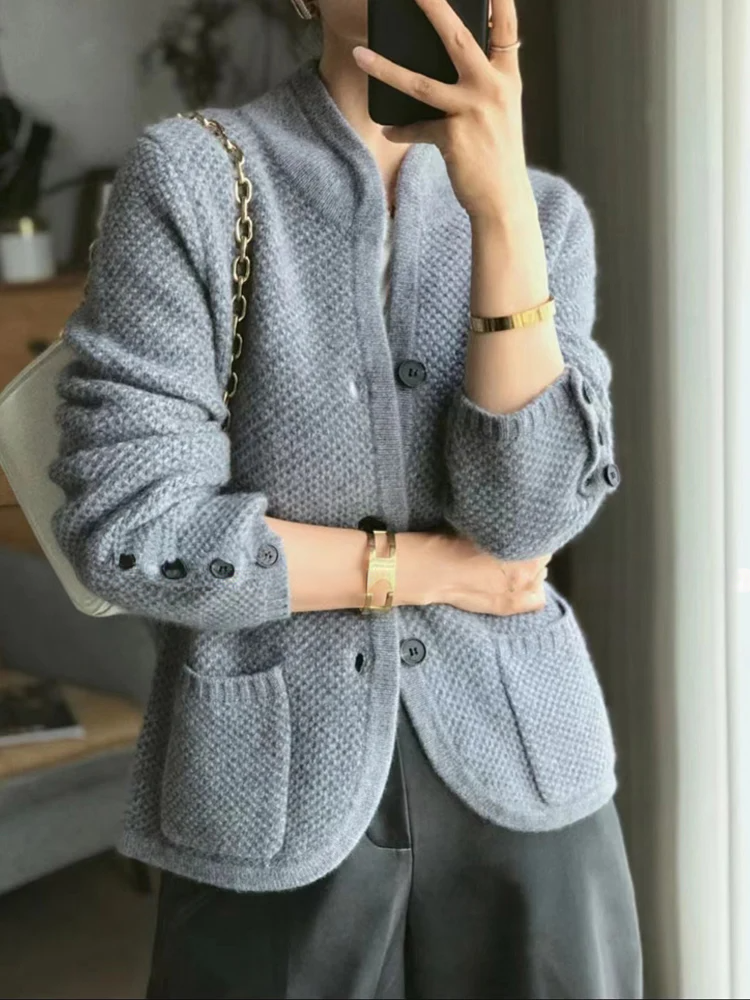 Berg-Feldt | Eleganter Strickcardigan mit Hohem Kragen
