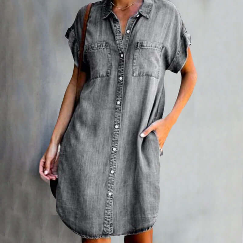 AUGUSTA : Robe-chemise à manches courtes
