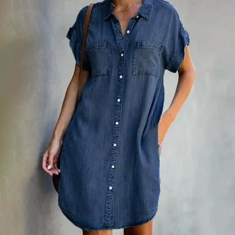 AUGUSTA : Robe-chemise à manches courtes